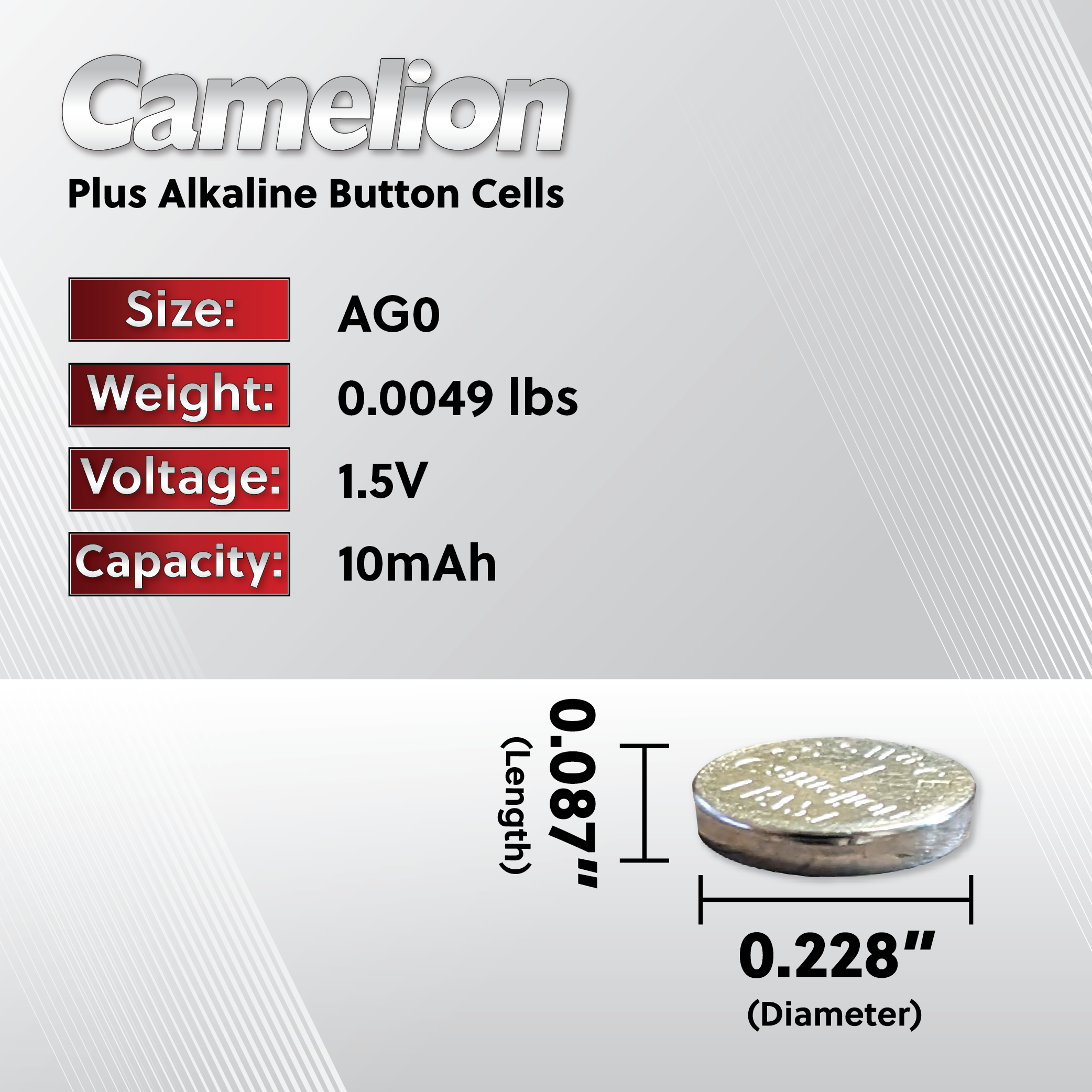 DROP SHIP: Camelion AG0 Alkaline Button Cell 20 Pack (2 x 10Pc Packs)