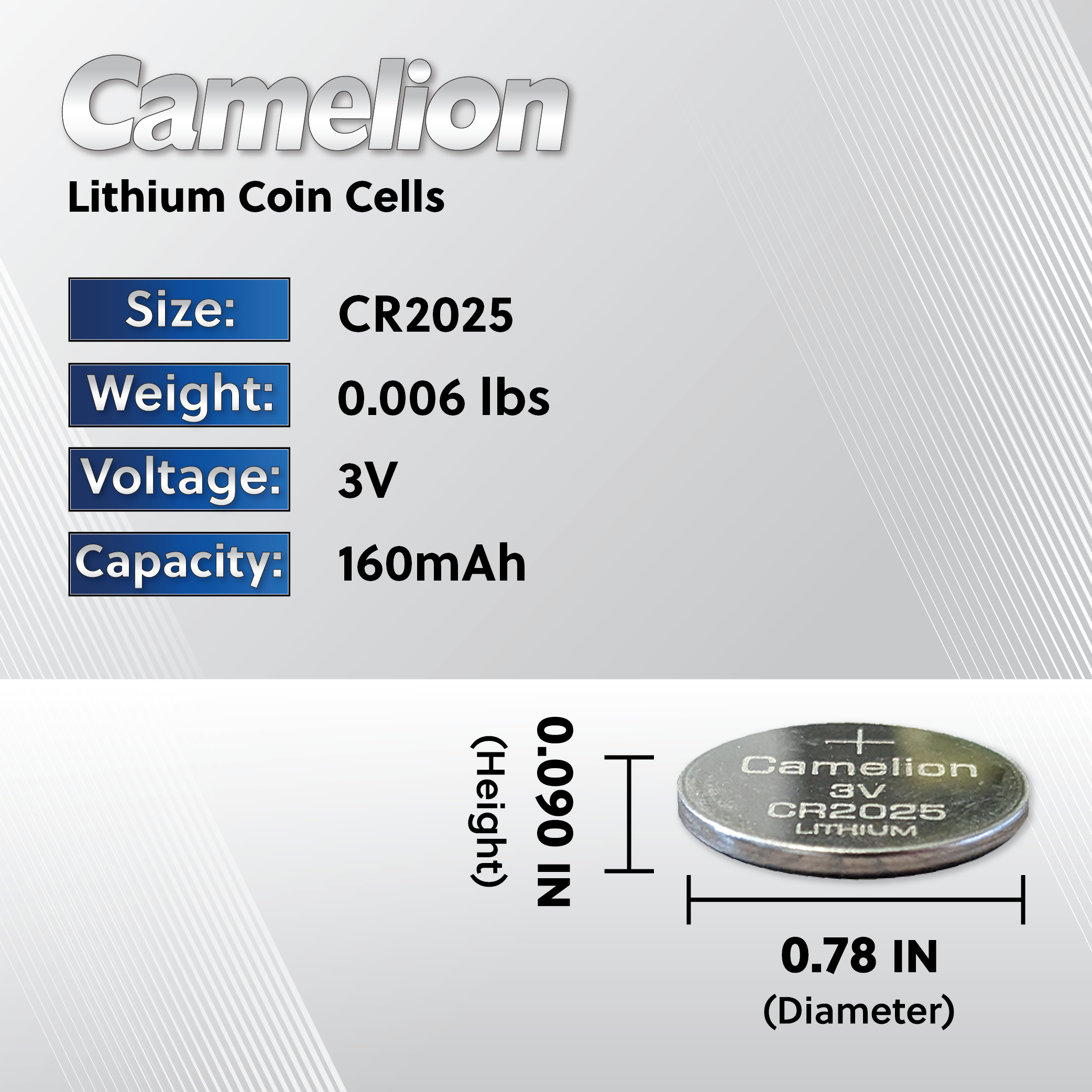 DROP SHIP: Camelion CR2025 Lithium Primary Coin Cell 10 Pack (2 x 5Pc Packs) - Non Rechargeable