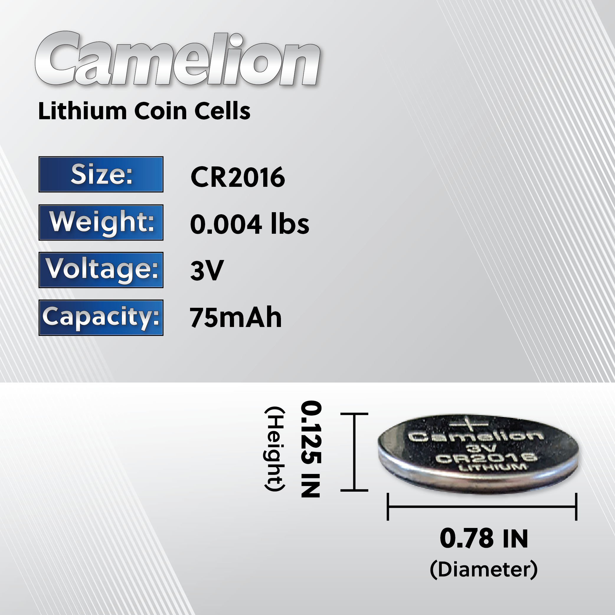 DROP SHIP: Camelion CR2016 Lithium Primary Coin Cell 10 Pack (2 x 5pc Packs) - Non Rechargeable