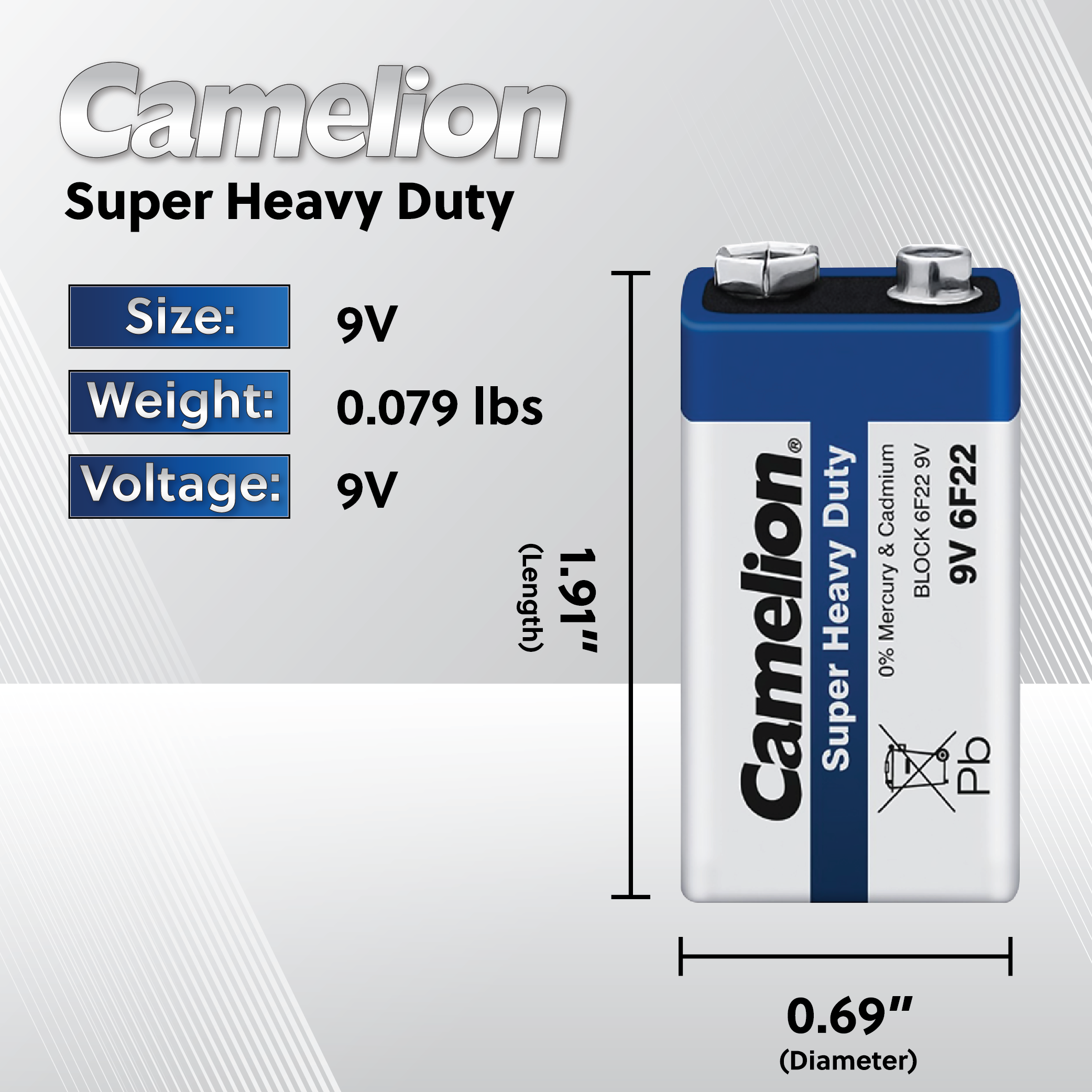 Camelion 9V Super Heavy Duty Battery Blister 1Pk