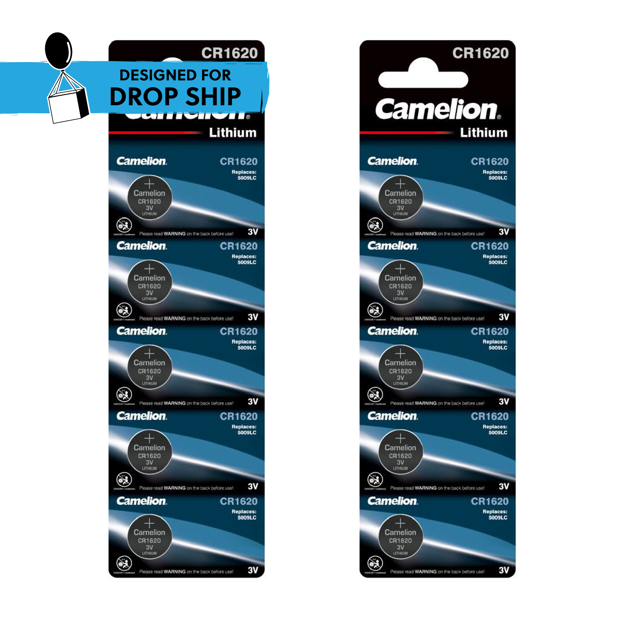 DROP SHIP: Camelion CR1620 Lithium Primary Coin Cell 10 Pack (2 x 5Pc Packs) - Non Rechargeable