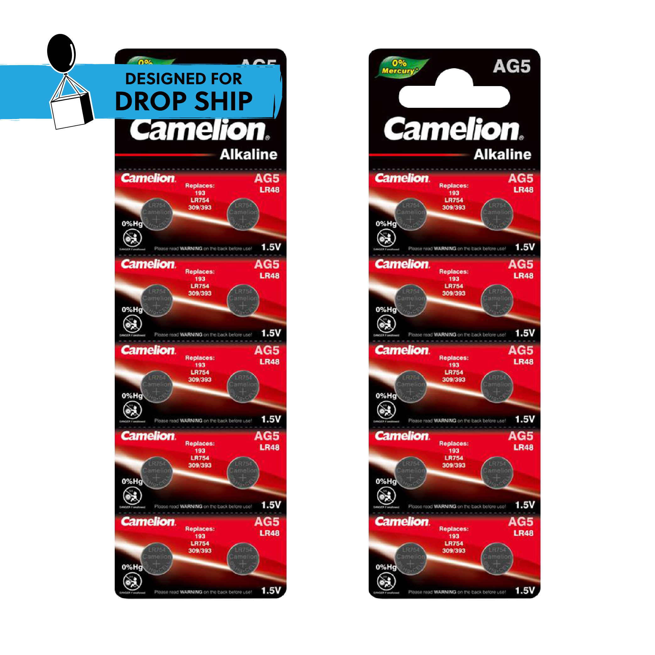 DROP SHIP: Camelion AG5 Alkaline Button Cell 20 Pack (2 x 10Pc Packs)