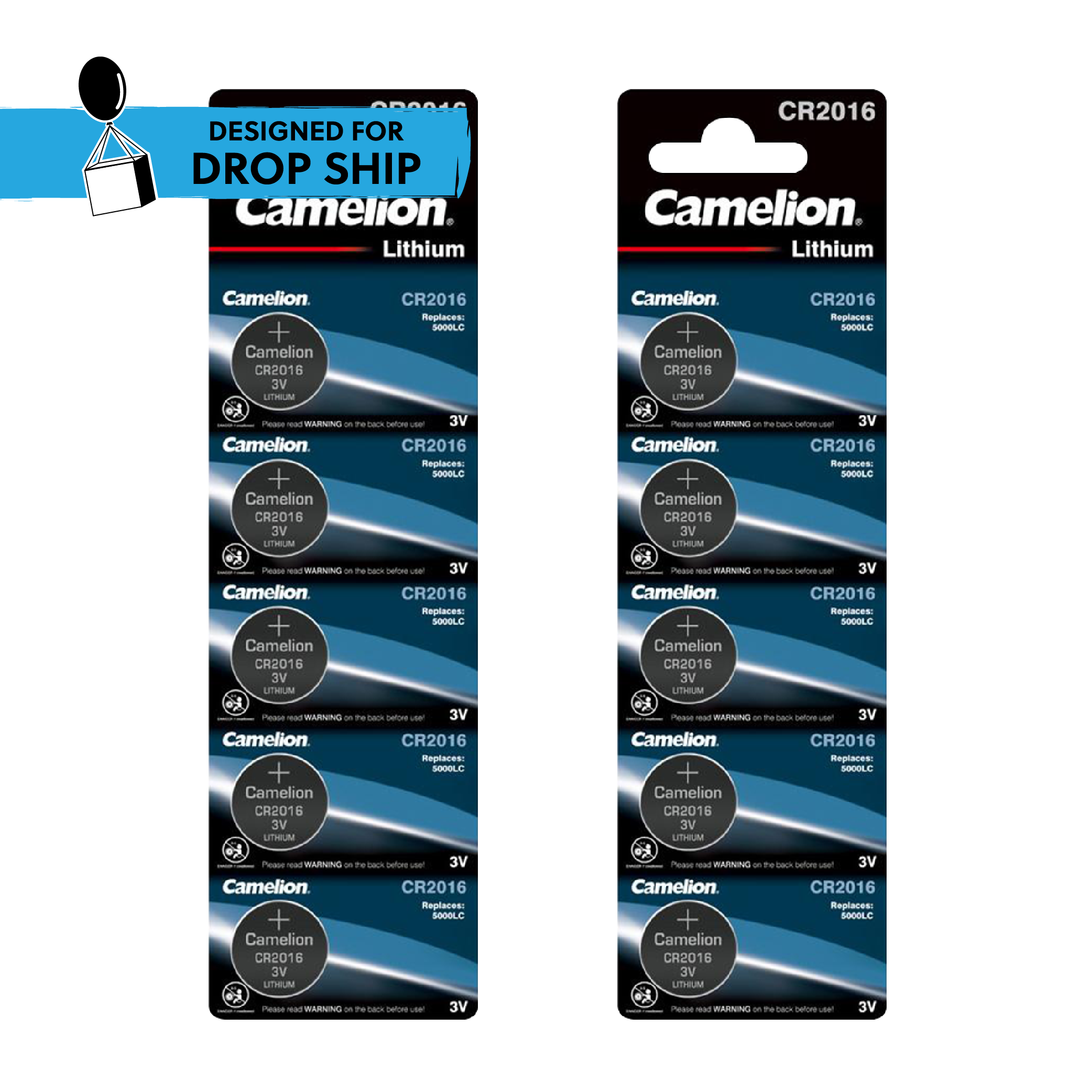 DROP SHIP: Camelion CR2016 Lithium Primary Coin Cell 10 Pack (2 x 5pc Packs) - Non Rechargeable