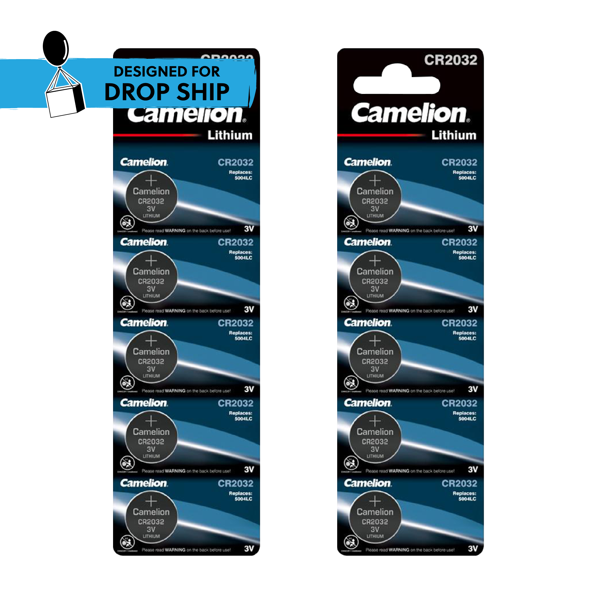 DROP SHIP: Camelion CR2032 Lithium Primary Coin Cell 10 Pack (2 x 5Pc Packs) - Non Rechargeable