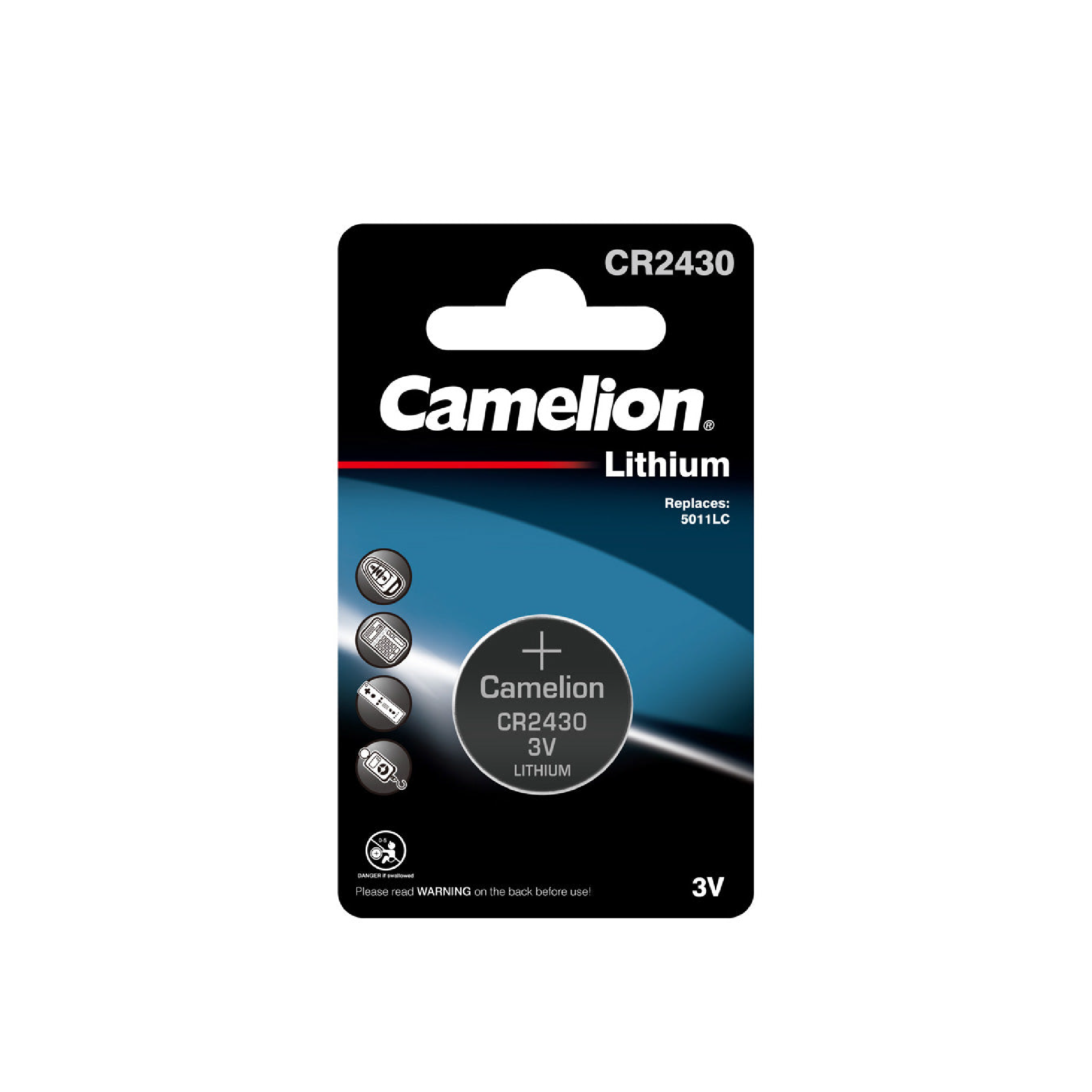 Camelion CR2430 3V Lithium Primary Coin Cell Battery - Non Rechargeable