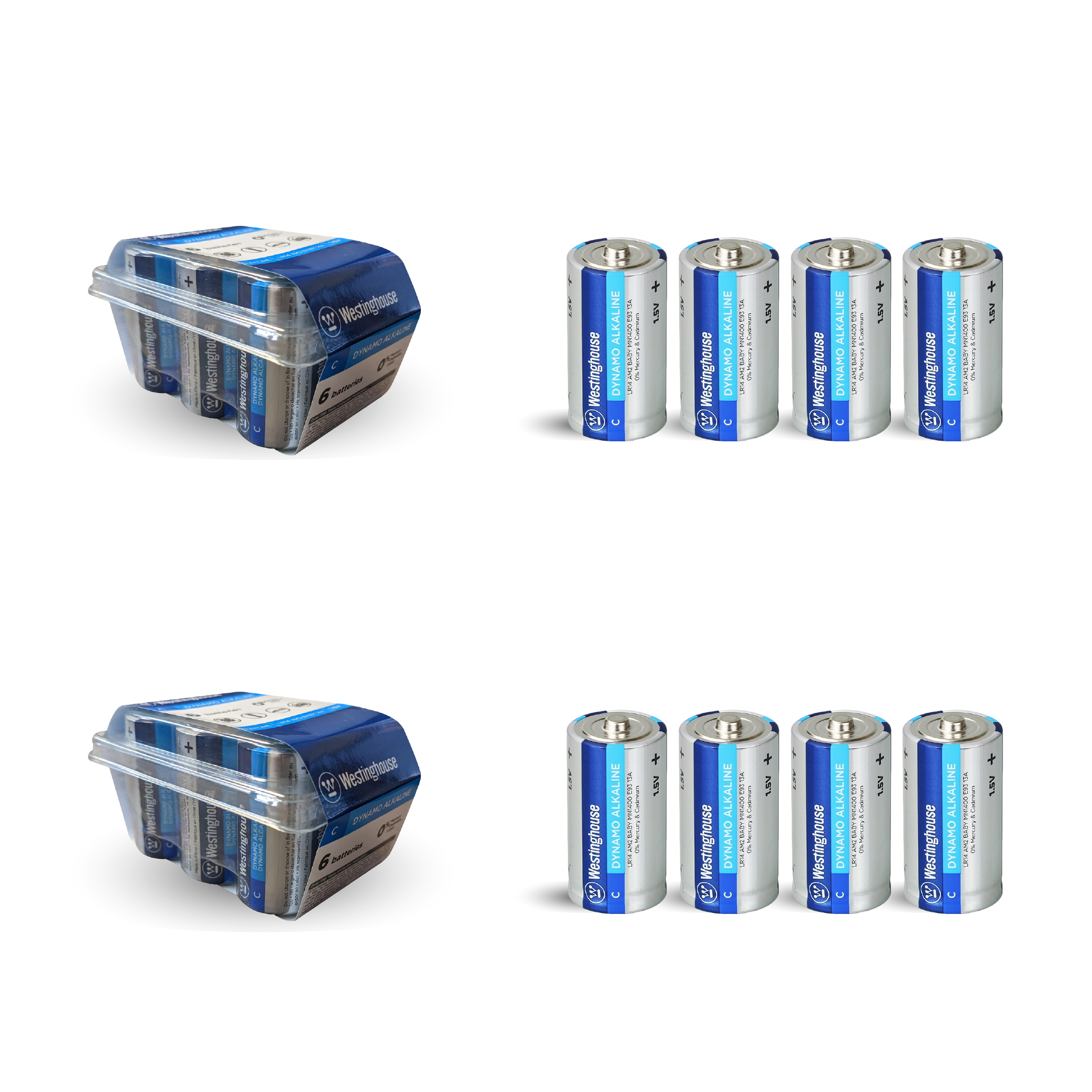 DROP SHIP: Westinghouse C Dynamo Alkaline Plastic Tub 12 Count (2x6pks)