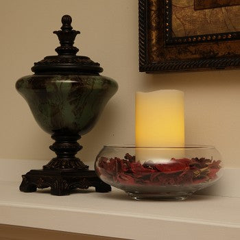 Pacific Accents Flameless 3 x 6 Melted Top Wax Pillar Candle