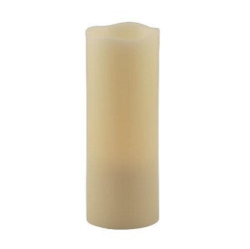 Pacific Accents Flameless 3 x 8 Melted Top Wax Pillar Candle