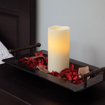 Pacific Accents Flameless 3 x 8 Melted Top Wax Pillar Candle