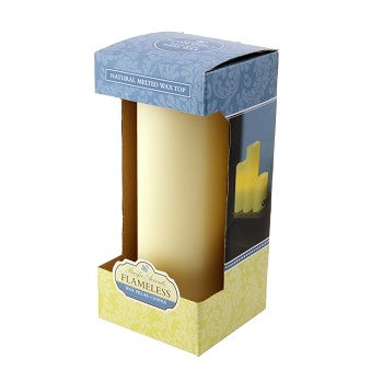 Pacific Accents Flameless 3 x 8 Melted Top Wax Pillar Candle