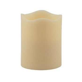 Pacific Accents Flameless 4 x 5 Melted Top Wax Pillar Candle