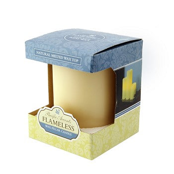 Pacific Accents Flameless 4 x 5 Melted Top Wax Pillar Candle