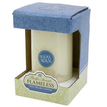 Pacific Accents Flameless Wax 3 x 5 Flat Top Pillar Candle