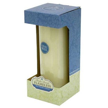 Pacific Accents Flameless 3 x 8 Flat Top Wax Pillar Candle