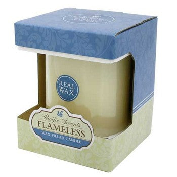 Pacific Accents Flameless 4 x 5 Flat Top Wax Pillar Candle