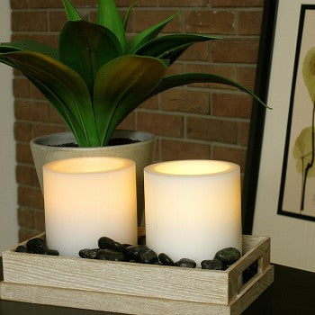 Pacific Accents Flameless 4 x 5 Flat Top Wax Pillar Candle