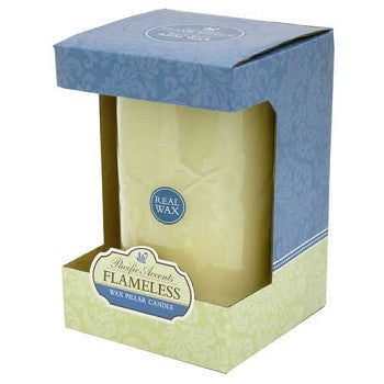 Pacific Accents Flameless 5 x 8 Flat Top Wax Pillar Candle