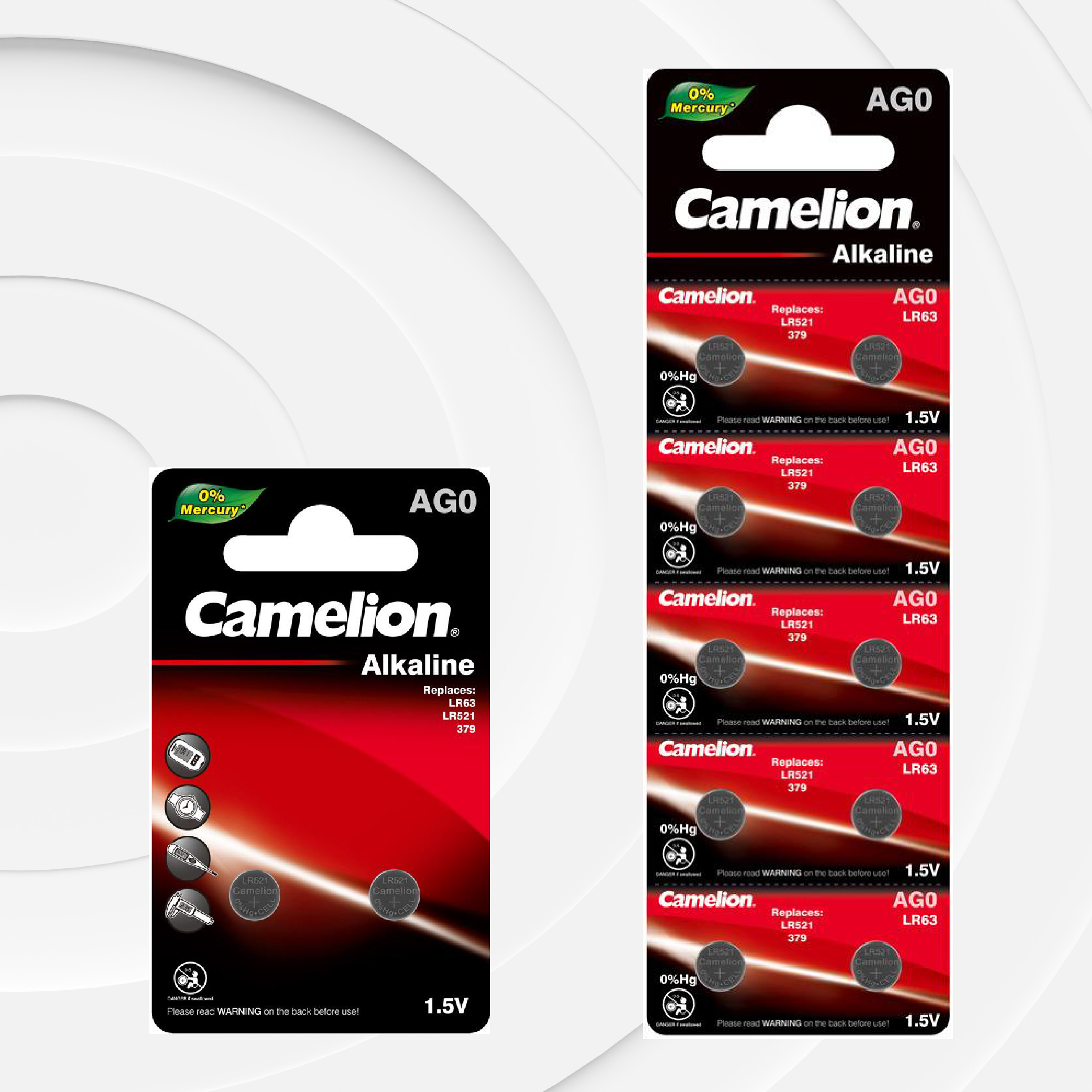 Camelion AG0 / 379 / LR521 1.5V Alkaline Button Cell Battery (Two Packaging Options)