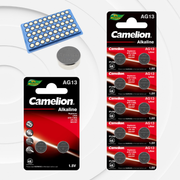 Camelion AG13 / G13 / LR44 / A76 / SR44W / GP76A / 357 Alkaline Button Cell Battery (Three Packaging Options)