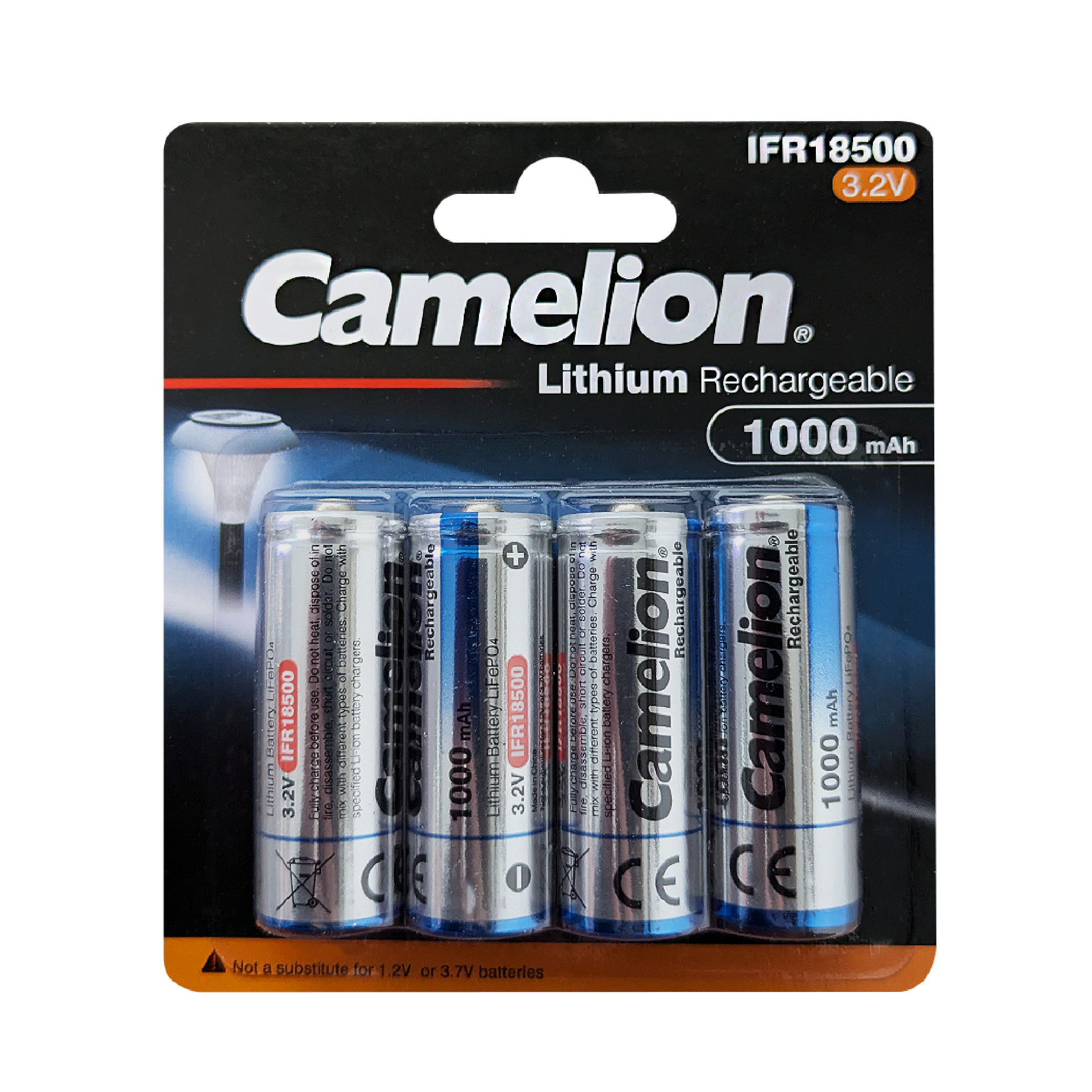 Camelion IFR18500 Lithium Iron Phosphate Rechargeable Batteries 1000mAh Blister 4Pk - For Solar Lights