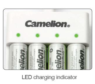 Camelion AA/AAA Always Ready Ni-Mh 1.2V Rechargeable Battery (4/4) + Charger Bundle