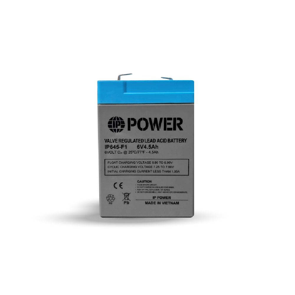 IP Power IP645-F1, 6V 4.5Ah F1 Terminal, Sealed Lead Acid Rechargeable Battery