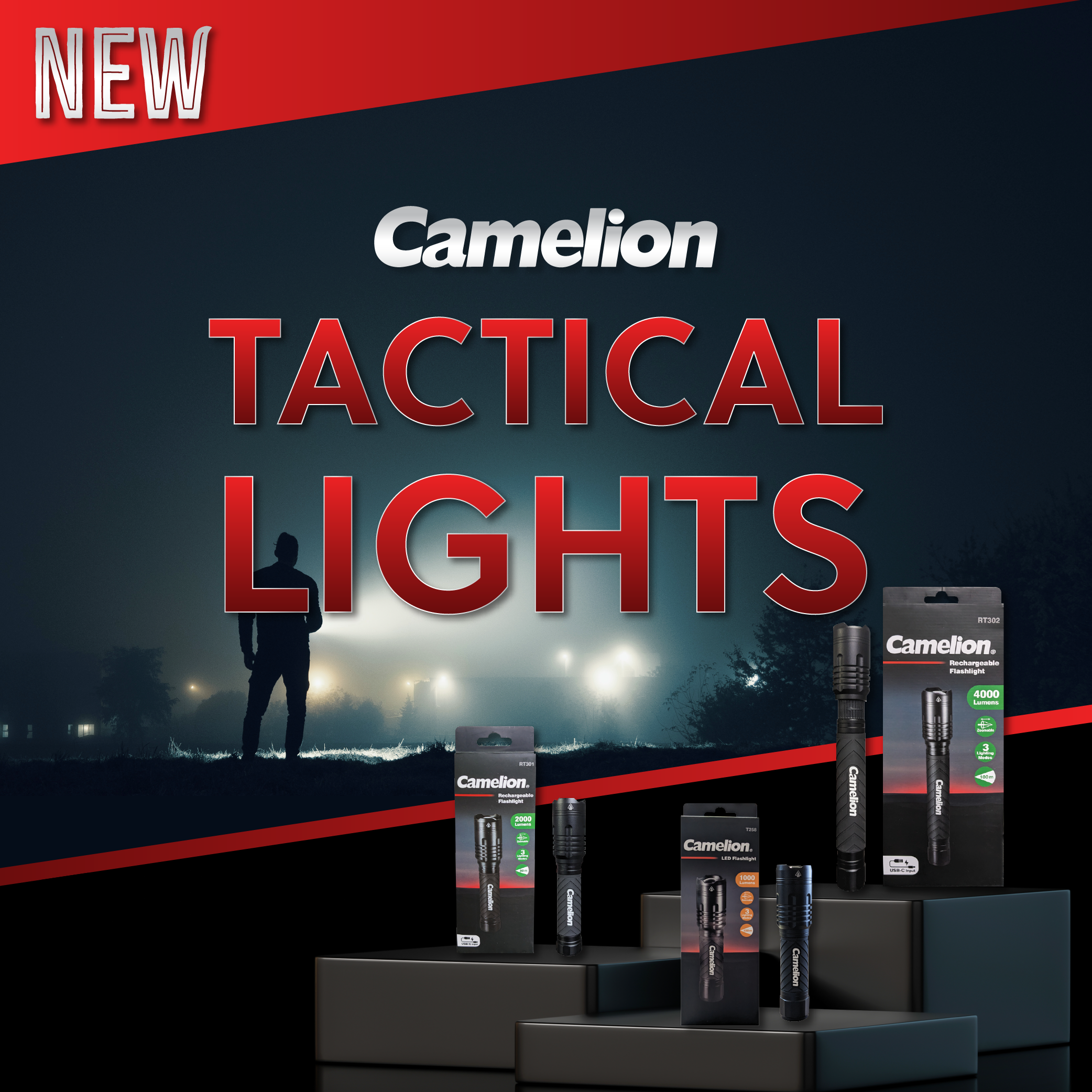 Camelion RT301 34W COB 2000LM Rechargeable Flashlight - 3 Lighting Modes