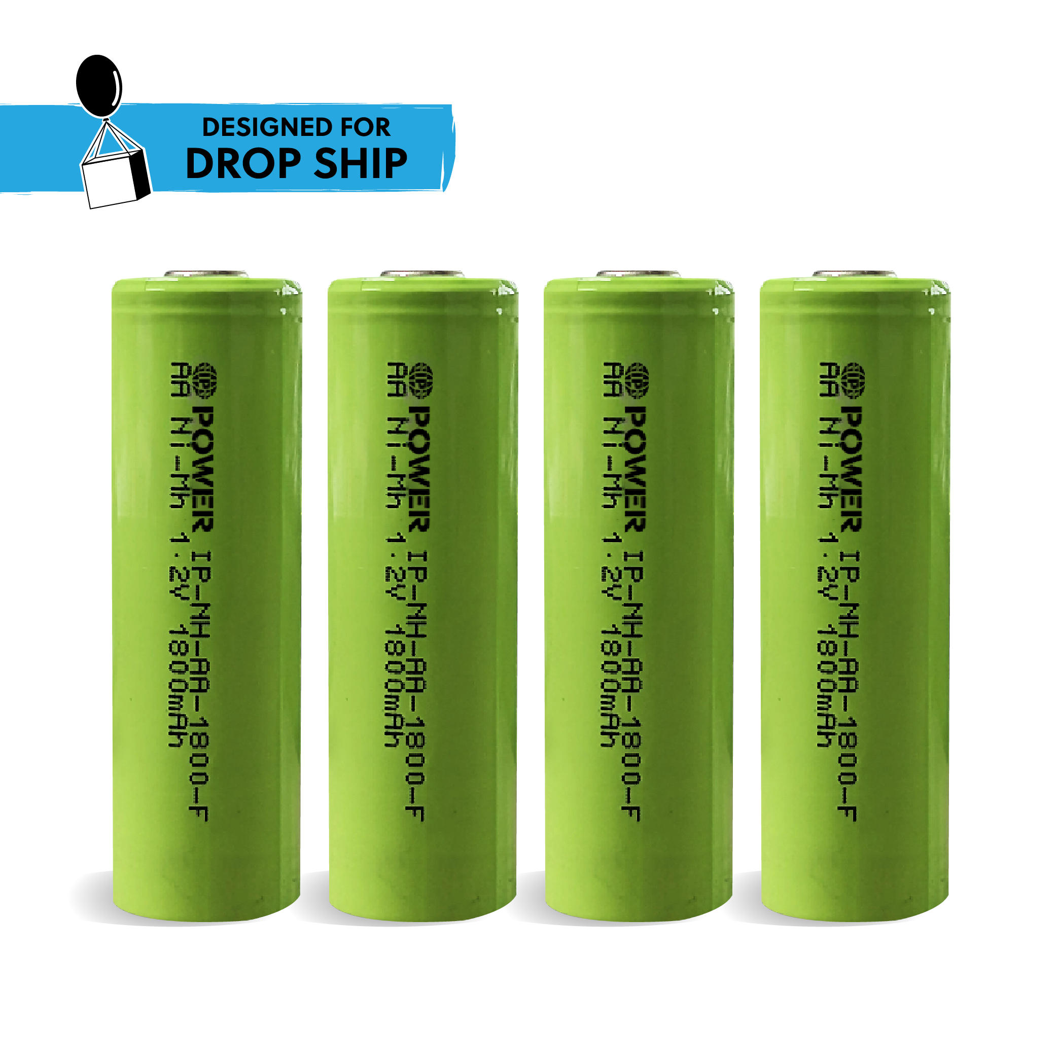 DROP SHIP: IP Power Ni-Mh AA 1800mAh Rechargeable Flat Top
