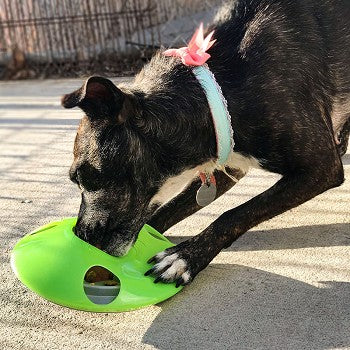 UFO, ultimate feeding object, slow feeder, treat dispenser, dog feeder, dog slow feeder, dog treat dispenser, bowls for dogs