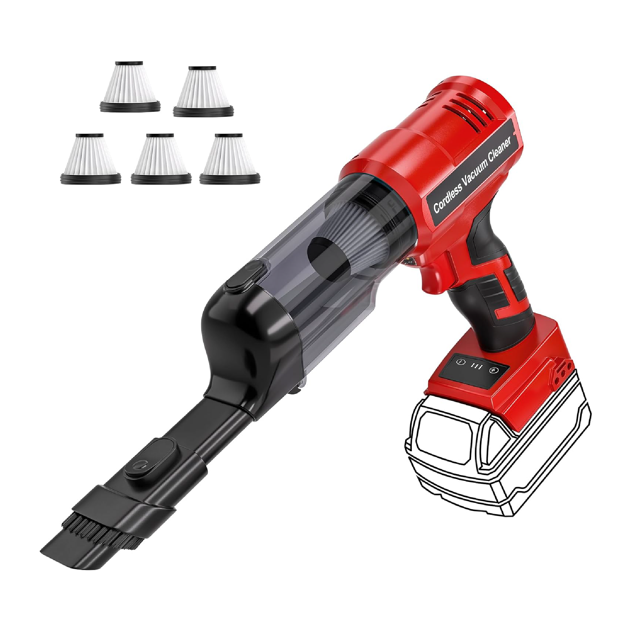 Portable Cordless Handheld Vacuum Cleaner - Battery Not Included - Compatible With Milwaukee M18 18V Battery