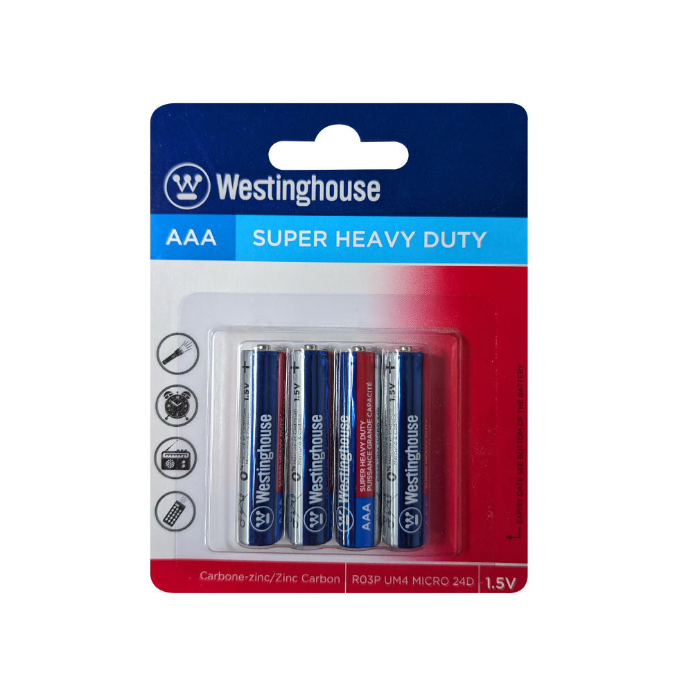 Westinghouse AAA Super Heavy Duty Battery Blister 4pk