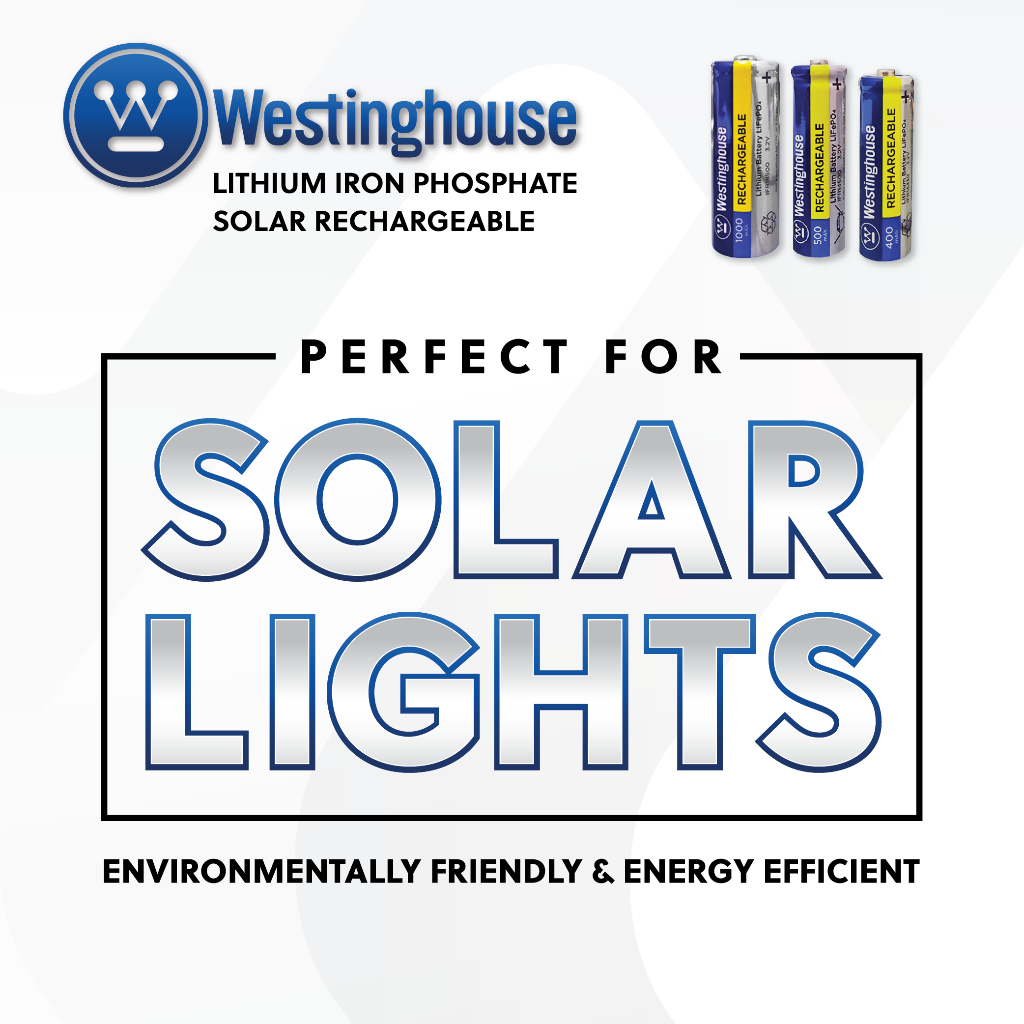 Westinghouse IFR14430 Lithium Iron Phosphate 3.2V 400mAh Rechargeable Battery Blister Pack of 4 - For Solar Lights
