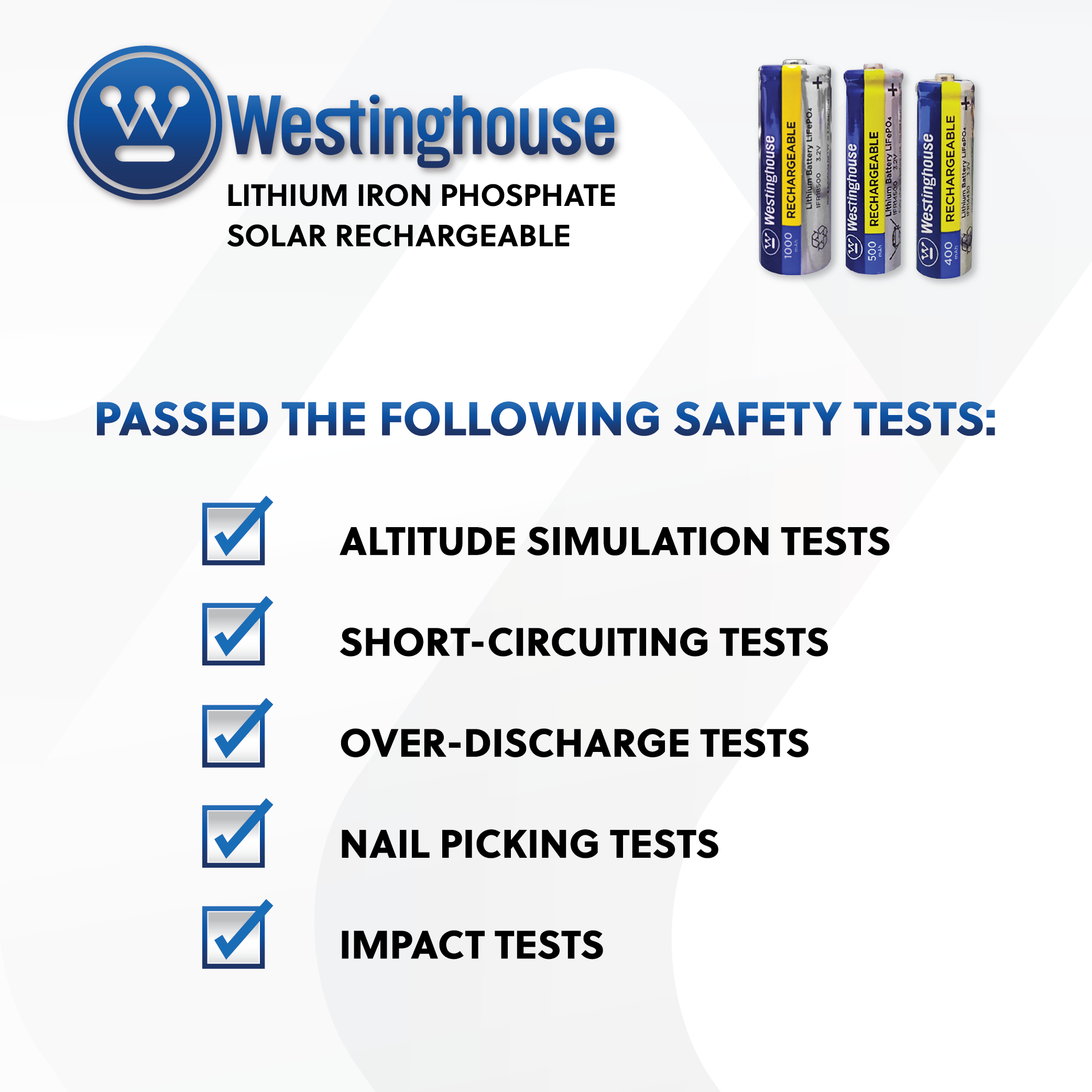 Westinghouse IFR14500 Lithium Iron Phosphate 3.2V 500mAh Rechargeable Solar Light Battery Blister Pack of 4