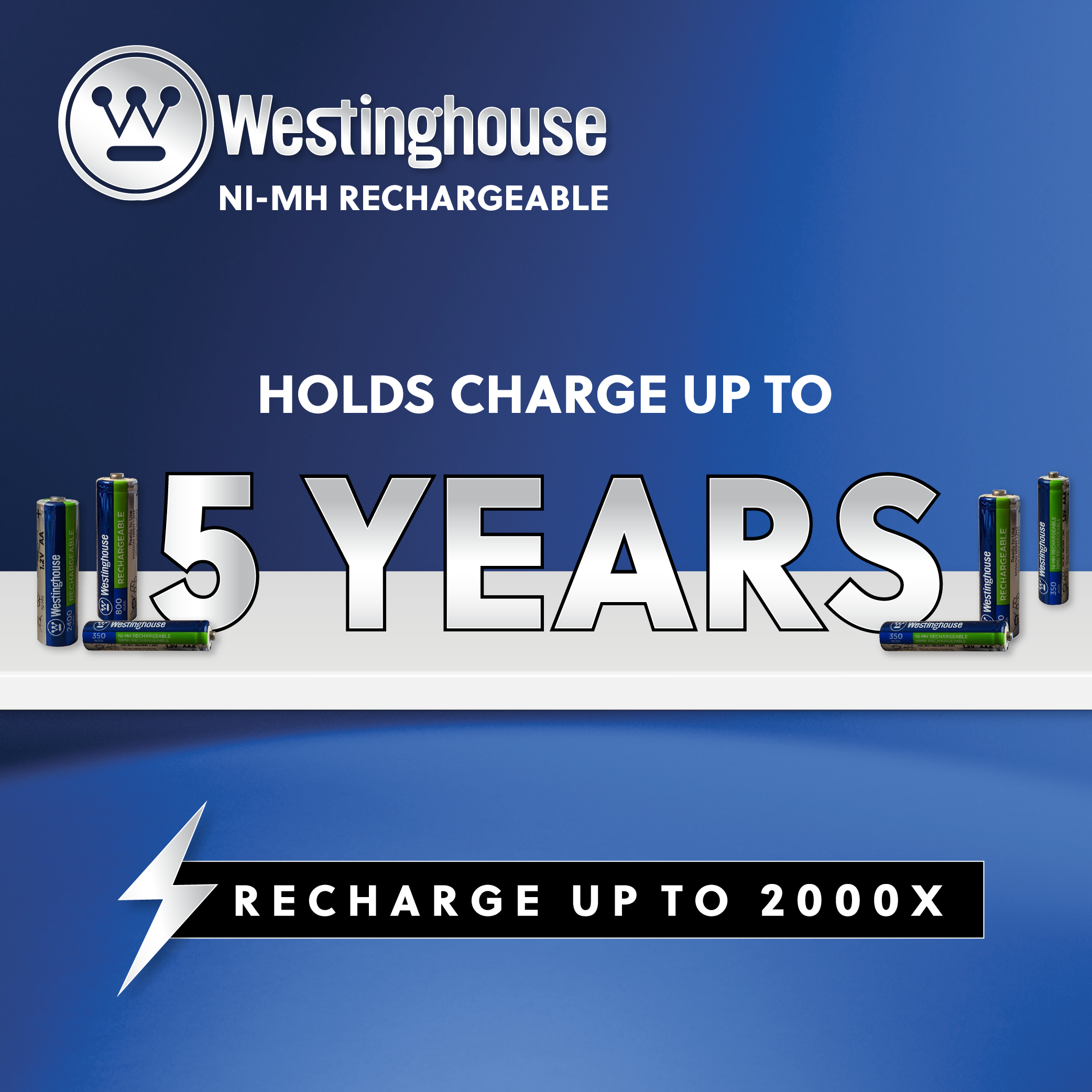 Westinghouse AAA Ni-Mh 1.2V 350mAh Rechargeable Battery Blister 4Pk