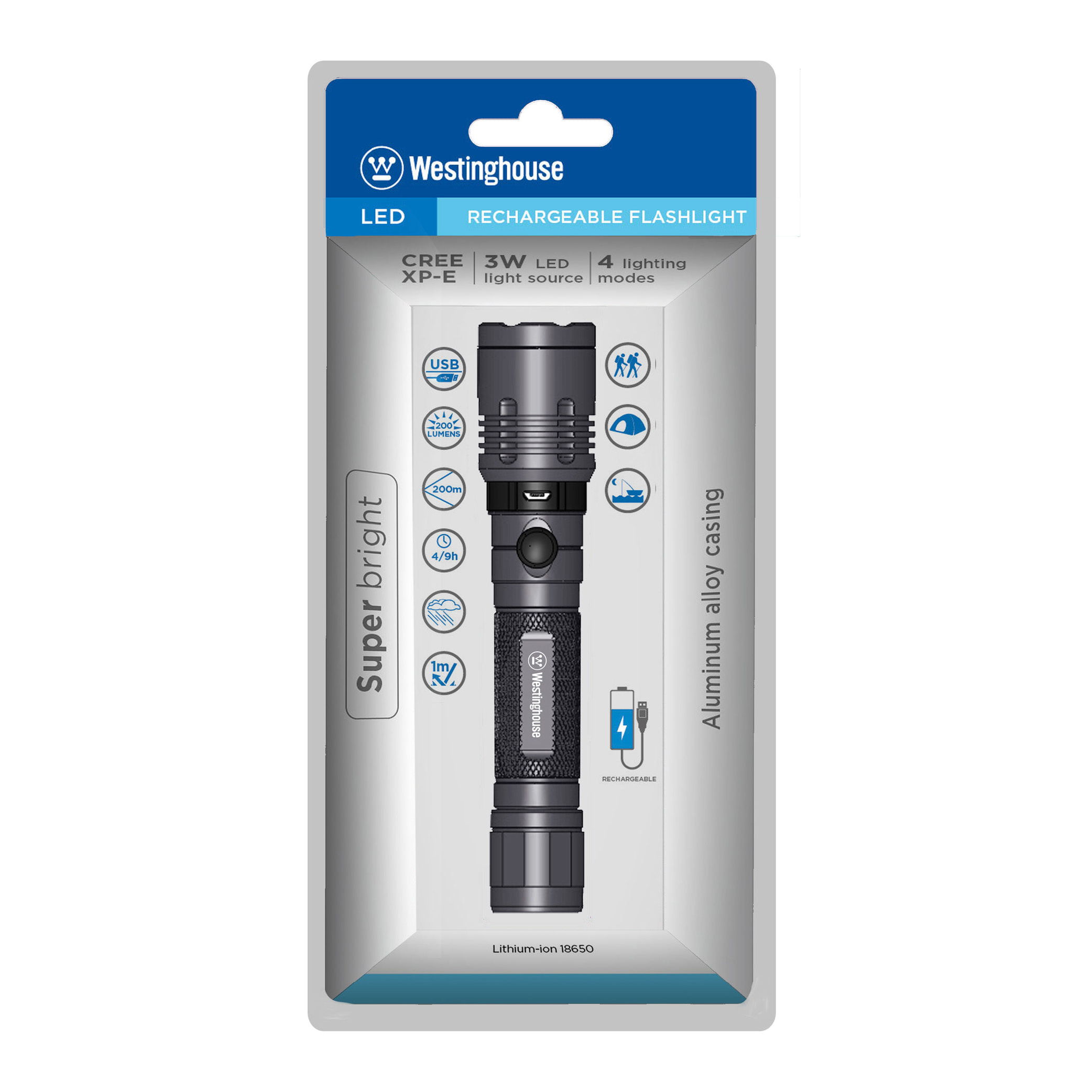 Westinghouse 3 Watt Cree 18650 Rechargeable Aluminum Flashlight
